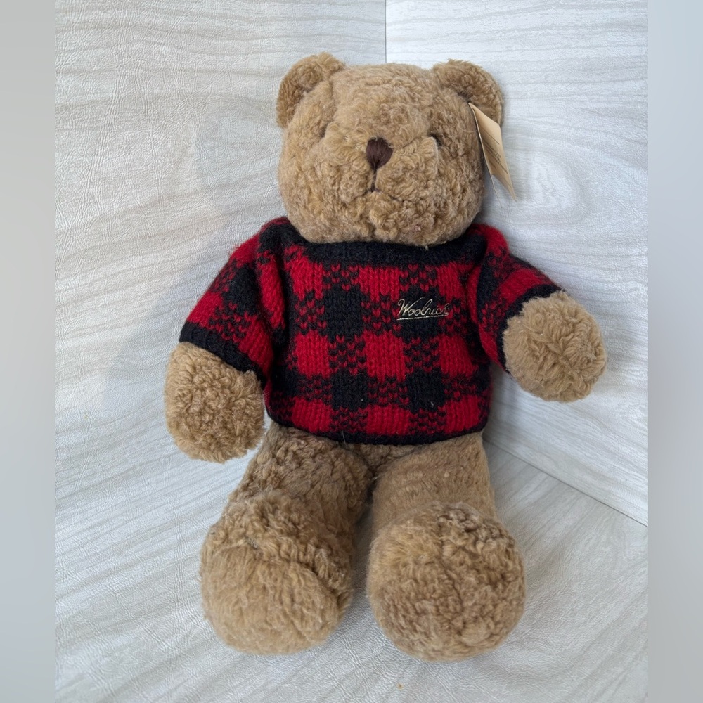 NWT Woolrich Teddy Bear Stuffed Plushy- Red Plaid Sweater